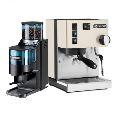 Rancilio Silvia V6 Vit + Rancilio Rocky D Svart