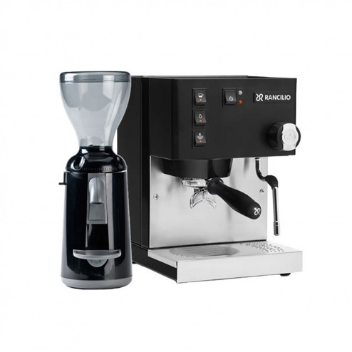 Rancilio Silvia V6 Black & Nuova Simonelli Grinta AMMT Svart