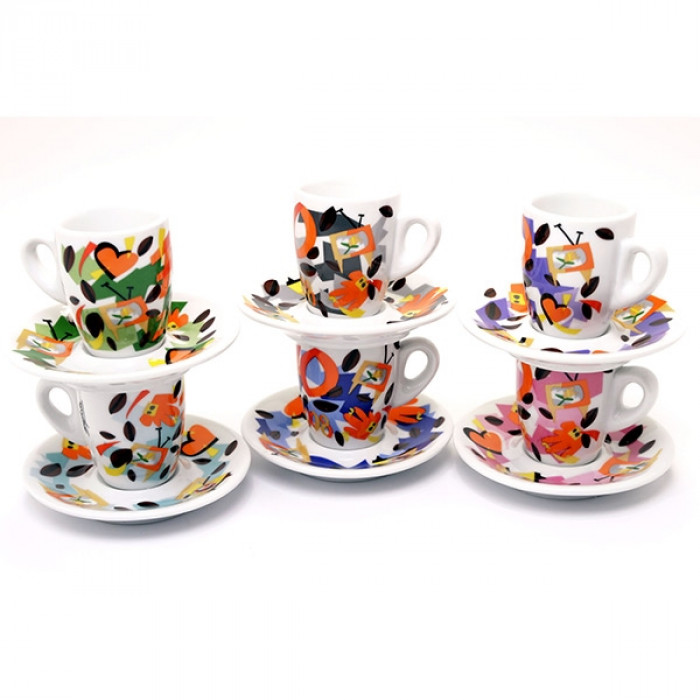 Gaggia Nespolo 6 Cups And Saucers Caffè Italia